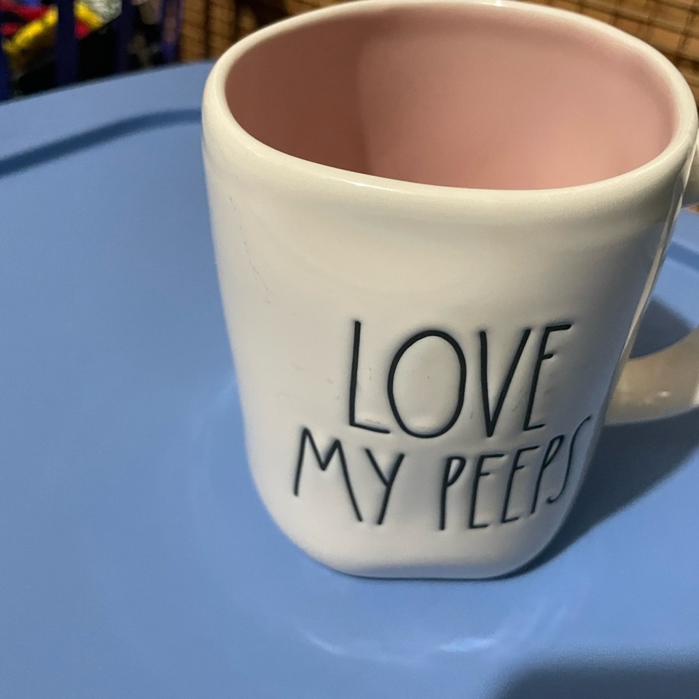 Rae Dunn Pink and White Mug - Love My Peeps